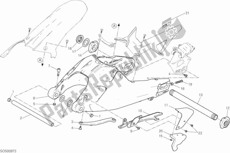 All parts for the Swing Arm of the Ducati Multistrada 1260 Enduro Touring 2019